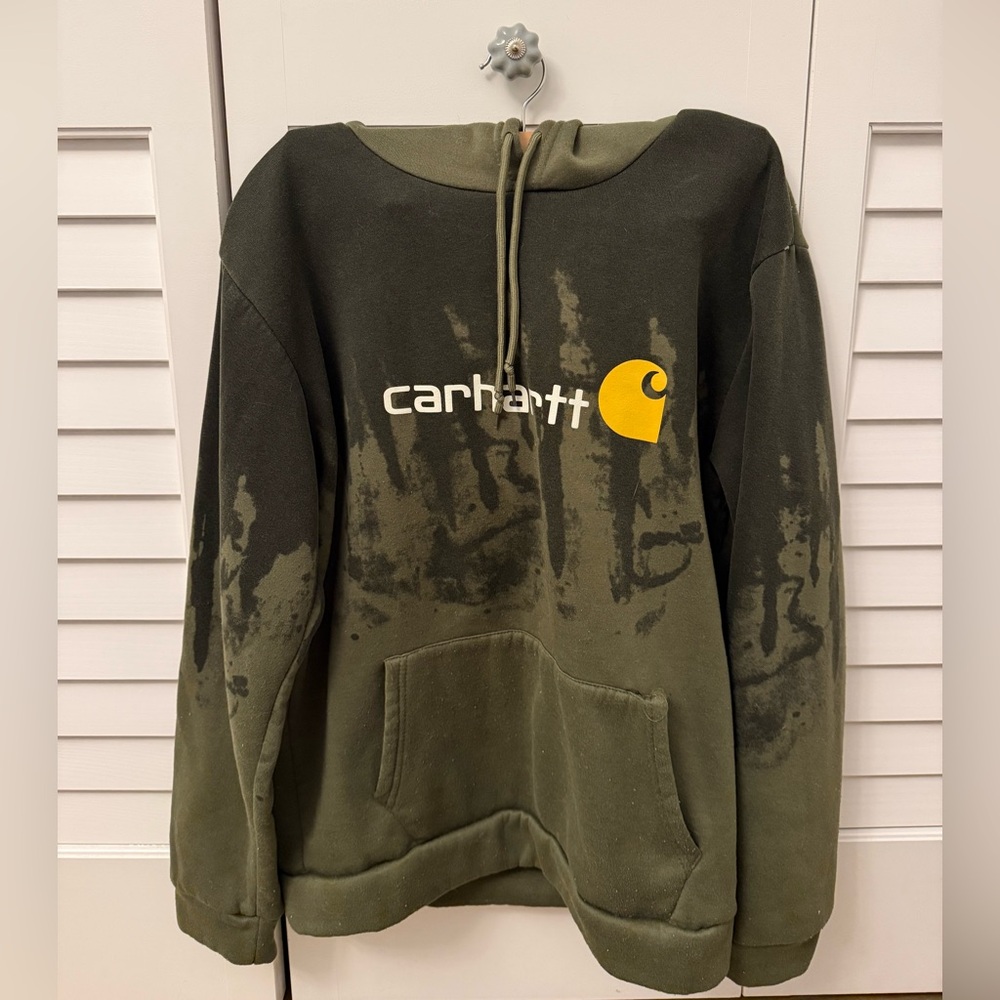 Carhartt Olive and Black Hoodie with Logo